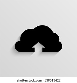 Cloud upload application vector icon with  shadow