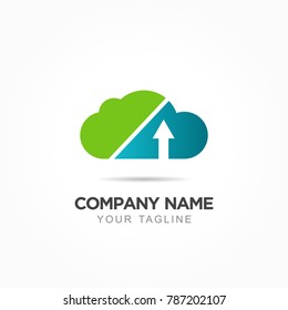 cloud upload arrow business logo