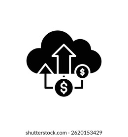 Cloud Upload Arrow and Dollar Symbol Connected Minimal Icon