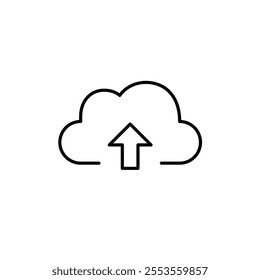 Cloud and upload arrows. Virtual file storage. Pixel perfect vector icon