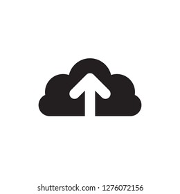 Cloud upload - black icon on white background vector illustration for website, mobile application, presentation, infographic. Data storage technology concept sign. Graphic design element. 