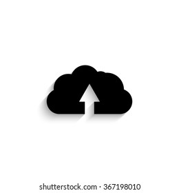 cloud Upload - black vector icon  with shadow