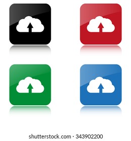 cloud Upload  - color vector icon  with shadow