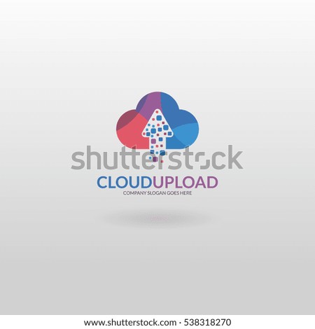 Cloud upload. Colorful cloud logotype 