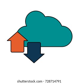 cloud with upload and download arrows icon image 