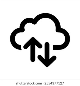 Cloud with upload and Download arrows isolated icon. Cloud Icon.