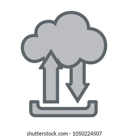 Cloud upload download  flat icon sign logo. Vector illustration