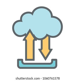 Cloud upload download  flat icon sign logo. Vector illustration