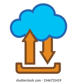 Cloud upload download  flat icon sign logo. Vector illustration