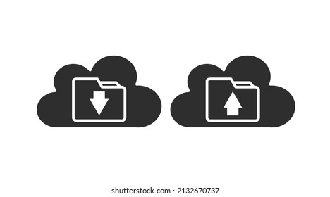 Cloud Upload and Download Icon Set. Vector isolated editable flat illustration set