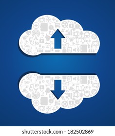 Cloud upload and download illustration.