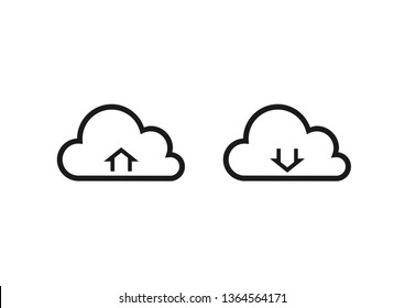 cloud upload and download line icons. internet technology isolated vector sign