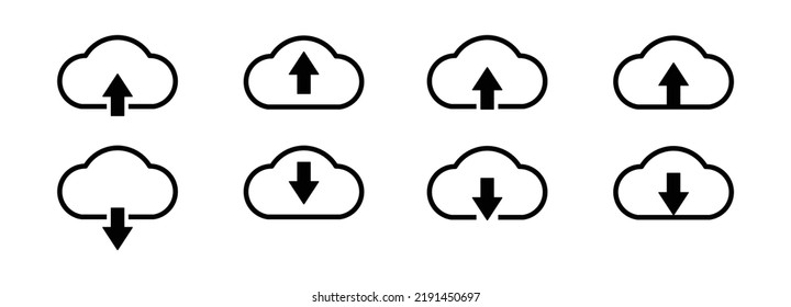 Cloud Upload and Download Set Icon Vector Illustration