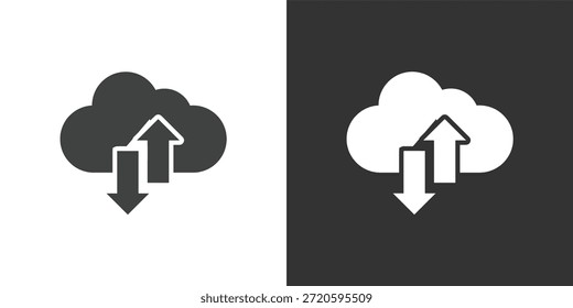 Cloud Upload and Download Sync icon. Solid glyph series icon
