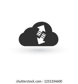 Cloud upload and download or sync linear icon. vector illustration isolated on white background.