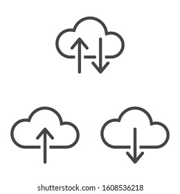 Cloud Upload / Download Vector thin lines Icon illustration, pictogram isolated on white background