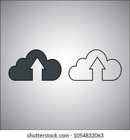 Cloud upload fill and outline icon vector