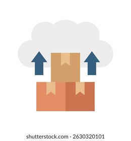 Cloud Upload flat color, mini illustration icon. use for modern concept, print, UI, UX kit, web and app development. Vector related to sales, logistic and ecommerce