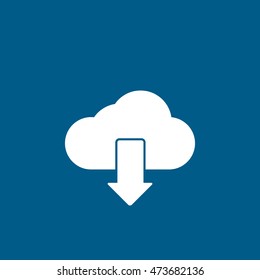 Cloud Upload Flat Icon On Blue Background