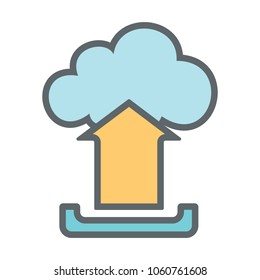 Cloud upload flat icon sign logo. Vector illustration