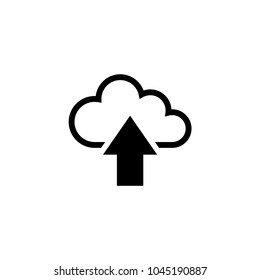 Cloud Upload. Flat Vector Icon. Simple black symbol on white background