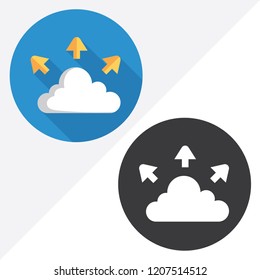 Cloud upload flat vector icon. Illustration of black and white icons.