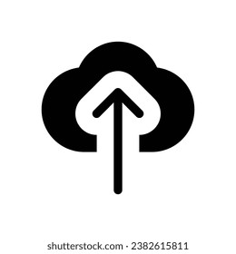 cloud upload glyph icon logo for website, application, printing, document, poster design, etc, Suitable for web Design,Logo,App