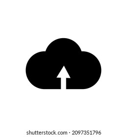 Cloud-Upload-Symbol. Schild aufkreuzen. Dateisystem. Technischer Hintergrund. App-Taste. Vektorgrafik. Stockbild.