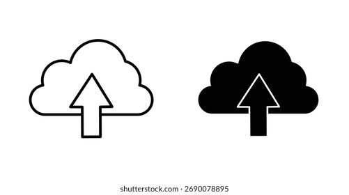  Ícone de carregamento de nuvem em traçado preto e preenchimento