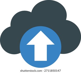 Ícone de Carregamento na Nuvem com Seta Azul para Cima para Armazenamento de Dados e Transferência Digital