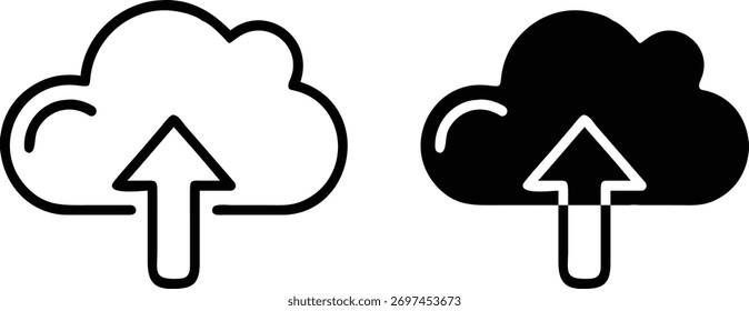 Cloud Upload Icon – Data Backup and Online Storage Symbol or Vector Silhouette. .eps