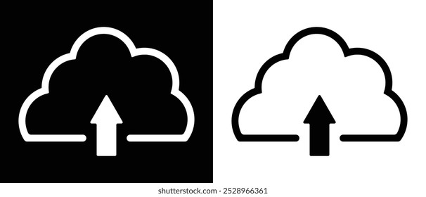 Symbol für Cloud-Upload. Download hochladen Cloud Pfeillinie Art Symbol, Vektorsymbol. Symbolzeichen für Upload einzeln auf schwarz-weißem Hintergrund. Vektorgrafik. EPS 10
