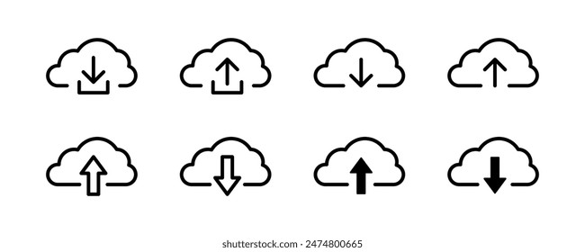 Wolke hochladenes Symbol. Herunterladenes WolkenButton. Hostserversymbol. Online-Vektorillustration isoliert.