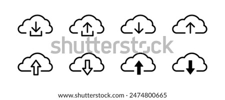 Cloud upload icon. Cloud download button. Hosting server symbol. Online storage vector illustration isolated.