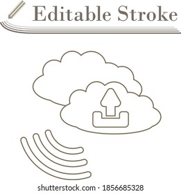 Cloud Upload Icon. Editable Stroke Simple Design. Vector Illustration.