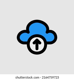 Cloud upload icon in filled line style about essentials, use for website mobile app presentation