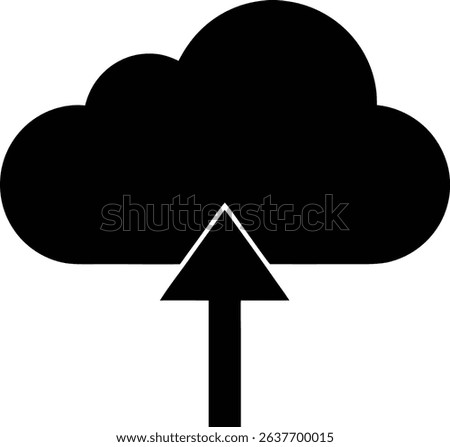 Cloud Upload Icon Filled Silhouette Vector Illustration for Data Transfer