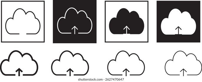 Cloud upload icon Flat art in black illustration .download save cloud, Cloud shapes collection vactor, cloud sign and symbol vactor,

