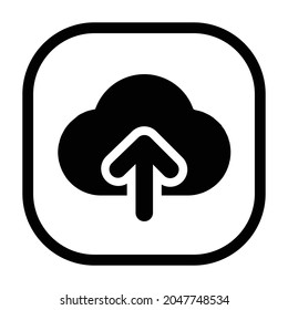 cloud upload Icon. Flat style rounded rectangle isolated on white background. Vector illustration