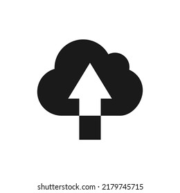 Cloud upload icon flat style isolated on white background. Vector illustration