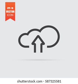 Cloud upload icon in flat style isolated on grey background. For your design, logo. Vector illustration.