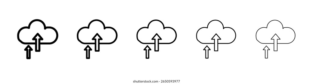 Cloud upload icon graphic set. trendy stroke line style