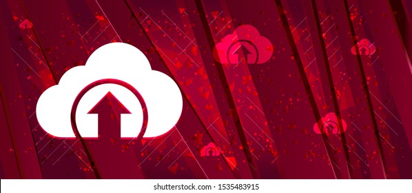 Cloud upload icon isolated on Abstract design bright red banner background