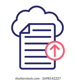 Cloud-Upload-Symbol Linienfarbstil Vektorgrafik