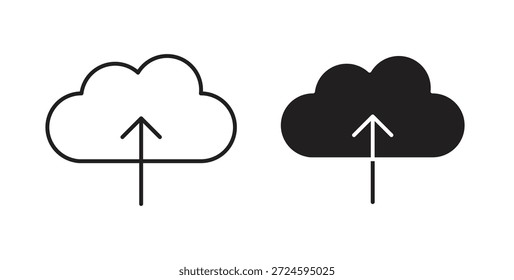 Cloud upload icon with line and silhouette versions.