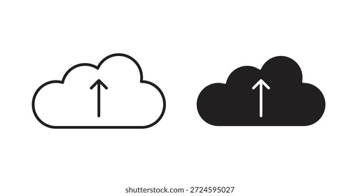 Cloud upload icon with line and silhouette versions.