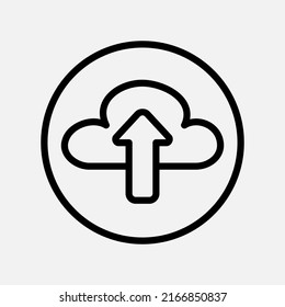 Cloud-Upload-Symbol im Strichformat über die Benutzeroberfläche, Verwendung für die Präsentation mobiler App auf der Website