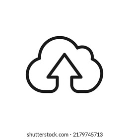 Cloud upload icon line style isolated on white background. Vector illustration