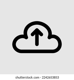 Cloud-Upload-Symbol im Strichformat über die Benutzeroberfläche, Verwendung für die Präsentation mobiler App auf der Website