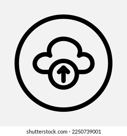 Icono de carga en la nube en estilo de línea sobre aspectos esenciales, uso para presentación de aplicaciones móviles en sitios web